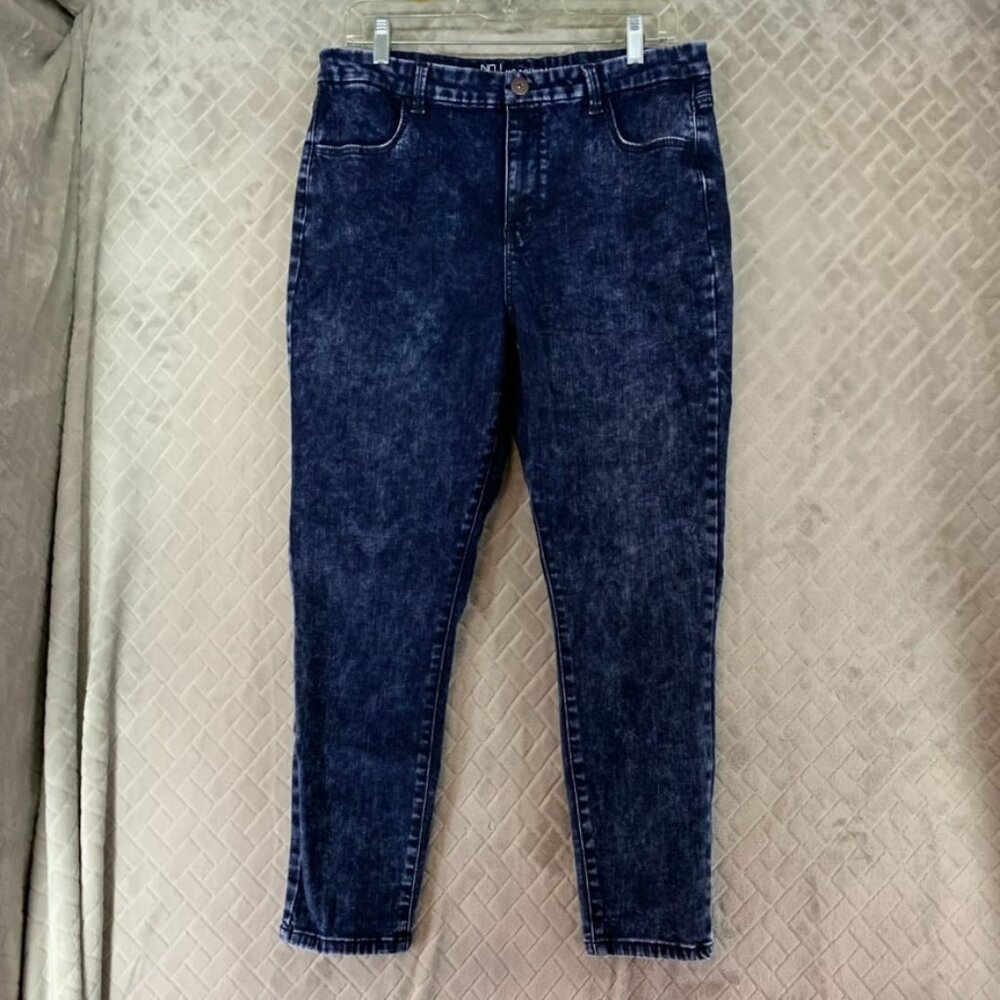 No Boundaries Womens 17 Denim Jeans Blue Dark Acid Wash Skinny High Rise Stretch